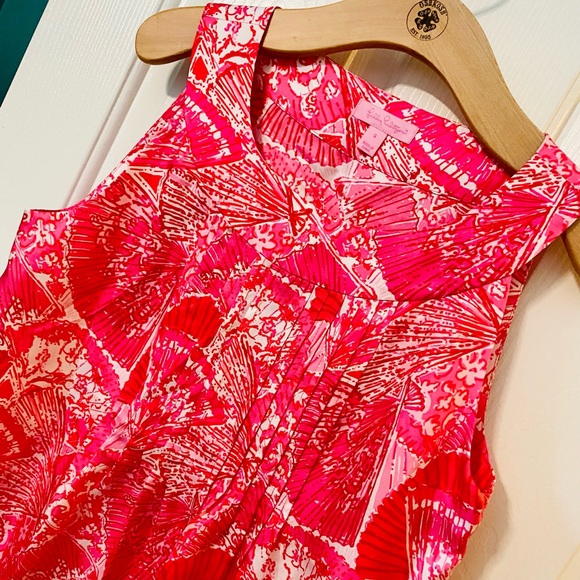 NWT Lilly Pulitzer Rylan Silk Punch Pink Printed Sleeveless Top - Picture 6 of 10